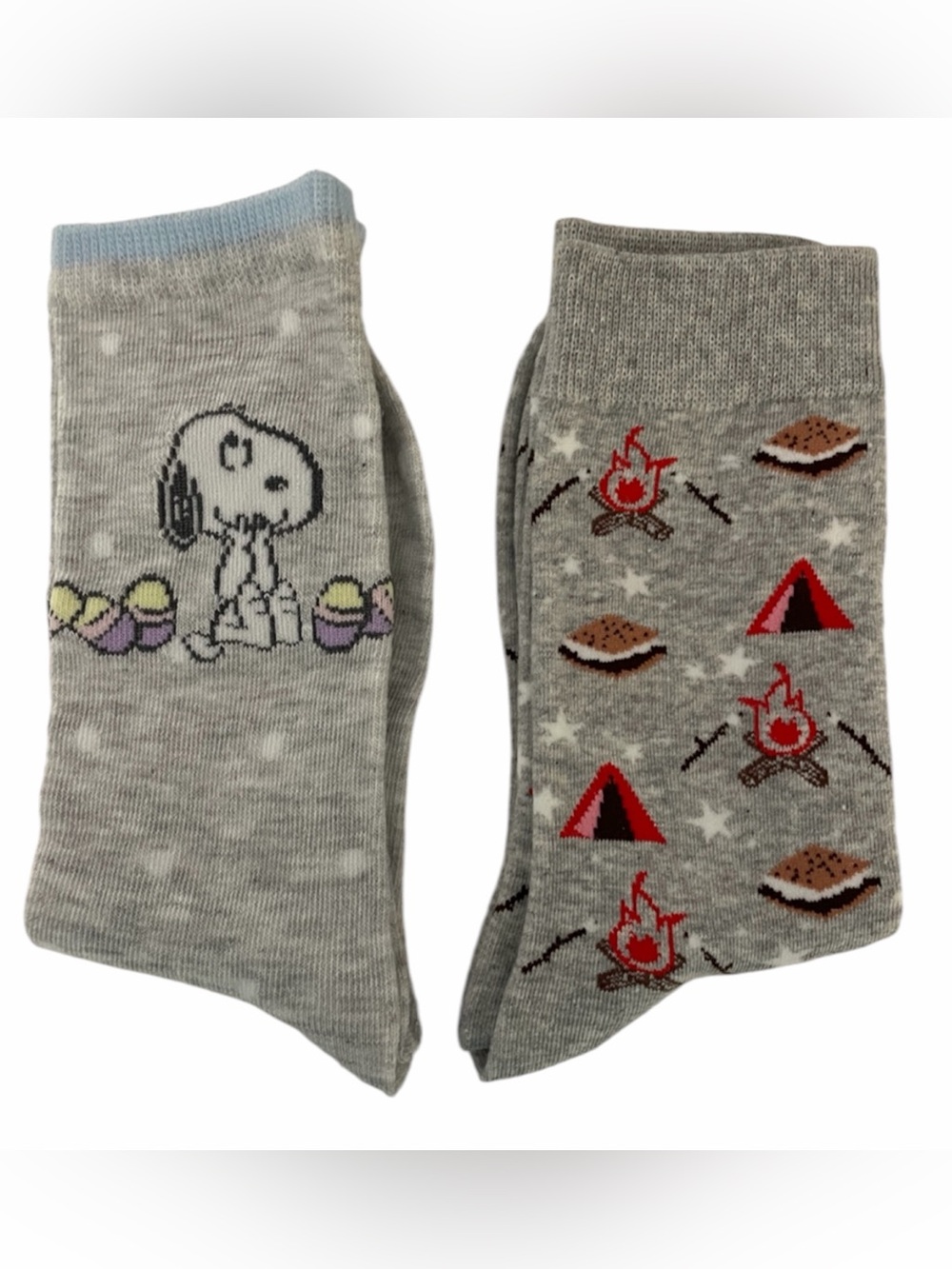 New Gray Socks Snoopy Easter Eggs and S’mores Campfire new without tags OS